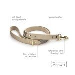 Nina Woof London Vegan Leather Dog Lead (4ft) Padded Luxury - Large & Medium Dogs, Ideal Long Leash (Grey Over Beige)