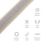 Nina Woof London Vegan Leather Dog Lead (4ft) Padded Luxury - Large & Medium Dogs, Ideal Long Leash (Grey Over Beige)