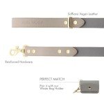 Nina Woof London Vegan Leather Dog Lead (4ft) Padded Luxury - Large & Medium Dogs, Ideal Long Leash (Grey Over Beige)