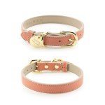 NINA WOOF Rio Vegan Leather Dog Collar - Padded Luxury Dog Collar with Adjustable Buckle - Collar for Dogs, Dog Collar for Small Dogs to Dog Collar for Large Dogs - Color Peach (Extra Small)