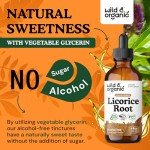 Wild & Organic Licorice Root Tincture - Digestive, Lung & Skin Support - Licorice Root Extract Liquid Drops - Vegan, Sugar & Alcohol-Free Supplement - 4 fl oz