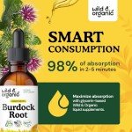 Wild & Organic Burdock Root Tincture - Liquid Supplement for Detox Cleanse, Antioxidant, Digestive Support - Burdock Root Extract Drops - Vegan, Sugar & Alcohol-Free - 2 fl oz