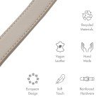 NINA WOOF Copenhagen Leather Dog Collar - Handmade with Vegan Soft Leather Round Padded Collar with Adjustable Buckle for Extra Small, Small, Medium, and Large Dogs - Color Beige, Large