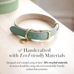 NINA WOOF Copenhagen Leather Dog Collar - Handmade with Vegan Soft Leather Round Padded Collar with Adjustable Buckle for Extra Small, Small, Medium, and Large Dogs - Color Beige, Large