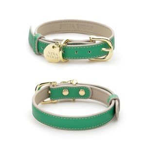 NINA WOOF Rio Vegan Leather Dog Collar - Padded Luxury Dog Collar with Adjustable Buckle - Collar for Dogs, Dog Collar for Small Dogs to Dog Collar for Large Dogs (Extra-Small, Emerald)