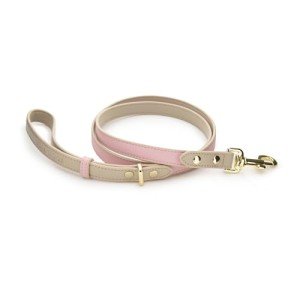NINA WOOF Leather Dog Leash - Cupertino - Slim Leash with Reinforced Hardware, Leash for Dogs with European Design, Harnesses & Leashes, Pink, 4ft