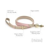 NINA WOOF Leather Dog Leash - Cupertino - Slim Leash with Reinforced Hardware, Leash for Dogs with European Design, Harnesses & Leashes, Pink, 4ft