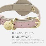 NINA WOOF Cupertino Dog Collars, Harnesses & Leashes Made from Vegan Leather with Dog Tracker Device Holder Adjustable Dog Collar (Small (Neck: 12x15), Pink)