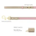 NINA WOOF Leather Dog Leash - Cupertino - Slim Leash with Reinforced Hardware, Leash for Dogs with European Design, Harnesses & Leashes, Pink, 4ft