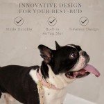 NINA WOOF Cupertino Dog Collars, Harnesses & Leashes Made from Vegan Leather with Dog Tracker Device Holder Adjustable Dog Collar (Small (Neck: 12x15), Pink)