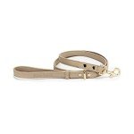 NINA WOOF Cupertino Dog Collar and Leash Bundle (Extra Small) - Vegan Leather Dog Collar Compatible with Airtag 2021 with Handcrafted Leather Leash for Dogs in a Stylish European Design - Beige