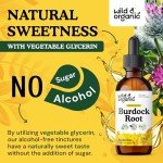 Wild & Organic Burdock Root Tincture - Liquid Supplement for Detox Cleanse, Antioxidant, Digestive Support - Burdock Root Extract Drops - Vegan, Sugar & Alcohol-Free - 2 fl oz