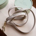 NINA WOOF Cupertino Dog Collar and Leash Bundle (Extra Small) - Vegan Leather Dog Collar Compatible with Airtag 2021 with Handcrafted Leather Leash for Dogs in a Stylish European Design - Beige