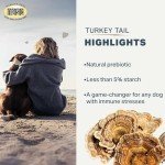 Four Leaf Rover Turkey Tail Mushroom for Dogs - Whole, Organic Mushrooms - Tested High in Critical Beta-Glucans - No Grains or Fillers - 60 Day Large Dog Supply