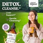 Wild & Organic Liver Cleanse Detox Tincture - Milk Thistle, Dandelion Root Herbal Complex - Liquid Liver Support Supplement - Vegan, Sugar & Alcohol-Free Milk Thistle Drops - 4 fl oz
