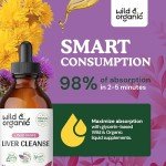 Wild & Organic Liver Cleanse Detox Tincture - Milk Thistle, Dandelion Root Herbal Complex - Liquid Liver Support Supplement - Vegan, Sugar & Alcohol-Free Milk Thistle Drops - 4 fl oz