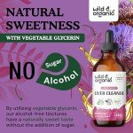 Wild & Organic Liver Cleanse Detox Tincture - Milk Thistle, Dandelion Root Herbal Complex - Liquid Liver Support Supplement - Vegan, Sugar & Alcohol-Free Milk Thistle Drops - 4 fl oz