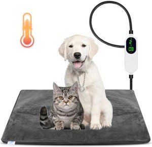 Pet Heating Pad for Cats and Dogs, 9 Adjustable Temperature Pet Heating Blanket, Electric Heated Pet Bed Mat with Chew Resistant Cord and Soft Washable Cover for Cat Puppy, 18x18 inch