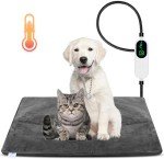 Pet Heating Pad for Cats and Dogs, 9 Adjustable Temperature Pet Heating Blanket, Electric Heated Pet Bed Mat with Chew Resistant Cord and Soft Washable Cover for Cat Puppy, 18x18 inch