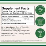 Valerian Root Drops for Sleep - Organic Valerian Root Tincture Extract 168mg - 1 FL OZ, 30 Servings (Better Absorbed Than Capsules, Enhances Valerian Root Tea) for Relaxation and Calm by Double Wood