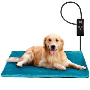 Niubya Pet Heating Pad for Dogs and Cats, Adjustable Temperature and Waterproof Pet Heated Mat with Timer, Electric Heating Pet Bed with Chew Resistant Cord and Soft Washable Cover