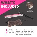SwiftPaws Flirt Pole Toy - For Dogs - Extendable to 48” and Collapsible to 16” - All Aluminum + Paracord Line - Provides Exercise and Stimulation - For Playful Enrichment - Includes Durable Bone Flag