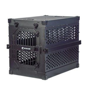 ROCK CREEK CRATES Collapsible Dog Crate: Meticulously Engineered, Durable Aluminum Construction, Non Slip Feet | 10 Year Warranty | Ideal for Indoor & Vehicle Use (Midnight Black, 40 Inch)