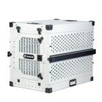 ROCK CREEK CRATES Collapsible Dog Crate: Meticulously Engineered, Durable Aluminum Construction, Non Slip Feet | 10 Year Warranty | Ideal for Indoor & Vehicle Use (White Snowfall, 48 Inch)