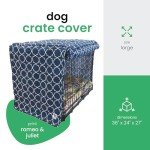Molly Mutt Romeo & Juliet Dog Crate Cover, 100% Cotton Canvas Cover with 2 Roll-Up Panels, Ideal for Dog or Cat Crate, Durable, Washable, and Free of Harmful Chemicals, 36" x 24" x 27"