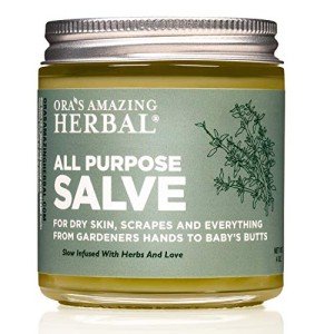 Ora's Amazing Herbal All Purpose Salve, Herbal Healing Skin Balm with Tea Tree, Natural Cream for Dry Cracked Hands, Comfrey Calendula Plantain Thyme Beeswax, Soothing Itch Relief, 4 oz