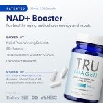 TRU NIAGEN Patented NAD Supplement for Anti Aging and Cell Regeneration, 300mg Niagen, 30 Servings | Supports Cellular Energy, Brain, Muscle | Nicotinamide Riboside (NR) Take 1 Daily | 3 Bottles