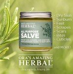 Ora's Amazing Herbal All Purpose Salve, Herbal Healing Skin Balm with Tea Tree, Natural Cream for Dry Cracked Hands, Comfrey Calendula Plantain Thyme Beeswax, Soothing Itch Relief, 4 oz