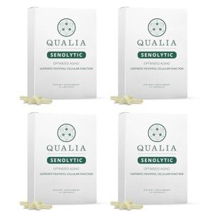 Qualia Senolytic | The Ultimate Formula for Enhanced Cell Repair and Rejuvenation. 2-Day Aging & Longevity Support Regimen w. Fisetin, Quercetin, Piperlongumine, Senactiv®, Curcumin (4 Pack)