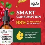 Wild & Organic Cranberry Supplement Drops 12,500 mg - Urinary Tract Support for Women & Men - Pure Cranberry Extract Liquid Supplement - Vegan, Sugar & Alcohol-Free Tincture - 2 fl oz