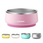 Pawaii Stainless Steel Dog Bowl with Non-Slip Rubber Base & Double Wall Insulation - Durable Design | Includes ID Tag | Dishwasher Safe Food & Water Bowl for All Dogs (34oz)