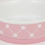 Bone Dry Trellis Paw Print Pet Bowl Set Microwave & Dishwasher Safe, Non-Slip Silicone Bottom for Less Mess, Small 4.25x2, Bubble Gum, 2 Count