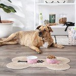 Bone Dry Trellis Paw Print Pet Bowl Set Microwave & Dishwasher Safe, Non-Slip Silicone Bottom for Less Mess, Small 4.25x2, Bubble Gum, 2 Count