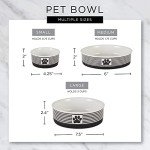 Bone Dry Trellis Paw Print Pet Bowl Set Microwave & Dishwasher Safe, Non-Slip Silicone Bottom for Less Mess, Large 7.5x2.4, Stonewash Blue, 2 Count