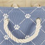 Bone Dry Pet Storage Collection Paw and Bone Print, Large Round, 15x18x18, Stonewash Blue Trellis