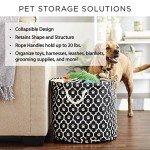Bone Dry Pet Storage Collection Paw and Bone Print, Large Round, 15x18x18, Stonewash Blue Trellis