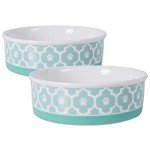 Bone Dry Lattice Collection Pet Bowl & Canister, Large Set, 7.5x2.4", Aqua, 2 Count