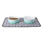 Bone Dry Lattice Collection Pet Bowl & Canister, Large Set, 7.5x2.4", Aqua, 2 Count