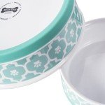 Bone Dry Lattice Collection Pet Bowl & Canister, Large Set, 7.5x2.4", Aqua, 2 Count