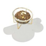 Gentledog Elevated Glass Cat Bowls with Waterproof Food Mat, 15° Tilt Anti-Vomit Cat Feeding Bowl with Anti Slip Stand, Raised Cat Bowls for Indoor Cats and Dogs