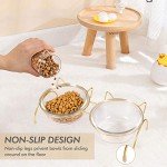 Qucey Cat Food and Water Bowls Set, Raised Cat Bowls for Food and Water, Elevated Pet Glass Bowls with Stand, 17 oz Cats and Dogs Bowl, Dishwasher Safe