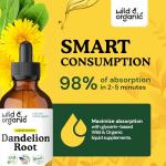 Wild & Organic Dandelion Root Extract Drops - Liver Cleanse Detox Support - Dandelion Tincture for Liver Health - Vegan, Sugar & Alcohol-Free Liquid Supplement - 4 fl oz