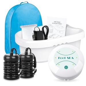 Ionic Foot Bath Detox Machine, Portable Foot Detox Machine Ion Cleanse Bath System with Stroage Bag, 100 Spa Liners, Spa at Home Detox
