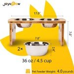 Elevated Dog Bowls, Bamboo Raised Dog Bowl for Medium Dogs, with 2 Stainless Steel Bowls (7'' Tall-30 oz Bowl)