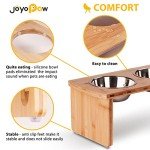 Elevated Dog Bowls, Bamboo Raised Dog Bowl for Medium Dogs, with 2 Stainless Steel Bowls (7'' Tall-30 oz Bowl)