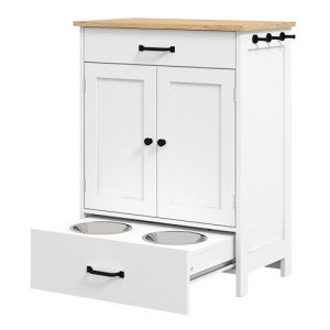 Dog Feeding Station Elevated Dog Bowls with Storage Dog Food Storage Cabinet Pet Feeding Station Dog Storage Organizer